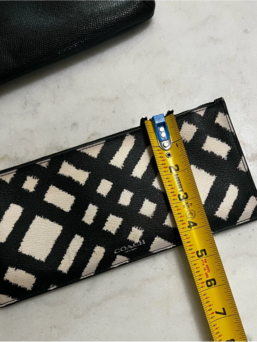 Coach East/West Leather Crossbody With Pop Up Black White Crisscross Print Pouch